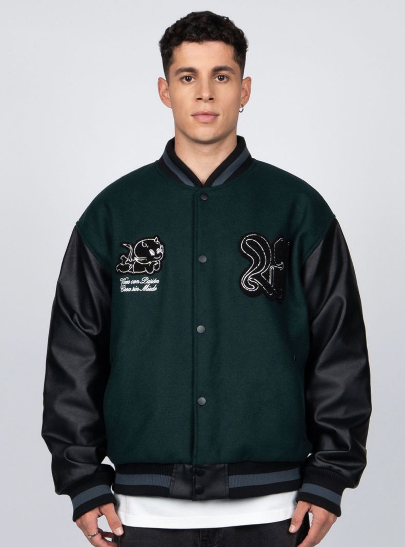 Chaqueta Bomber Gato Bordado