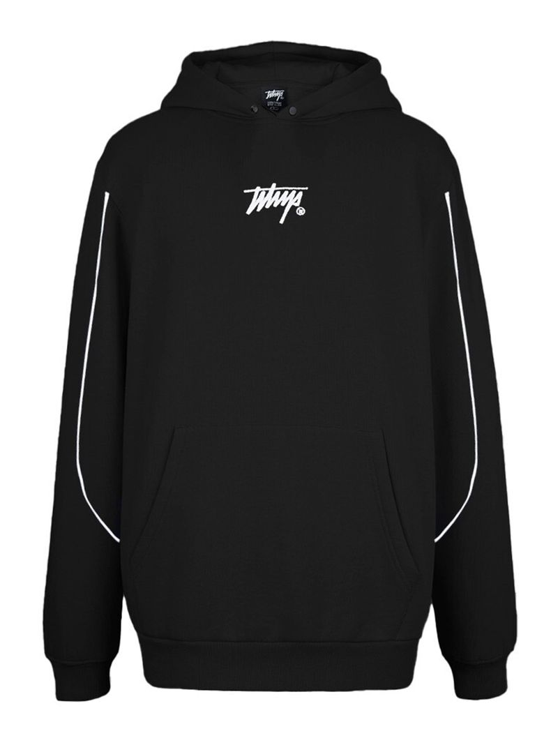 Polerón Capucha Hoodie Detalle en Blanco