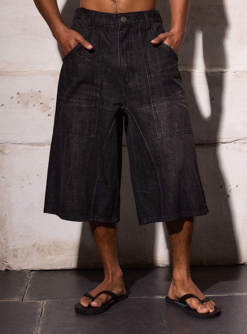 Bermuda Bolsillo Parche Baggy Tiro Medio