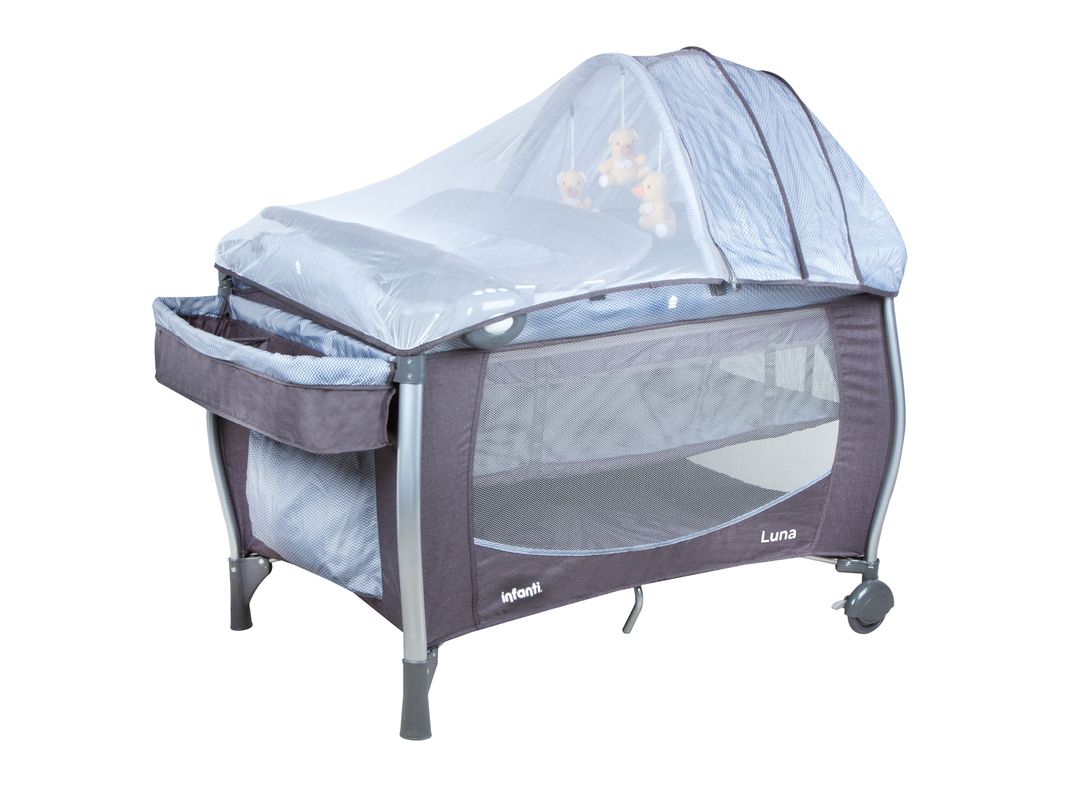 Cuna Infanti Playard Luna Gris Dots-2
