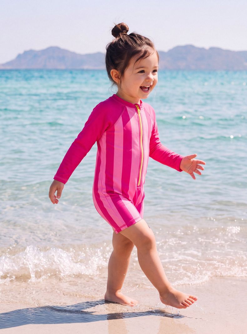 Traje de Baño Manga Larga con Estampado Elasticado