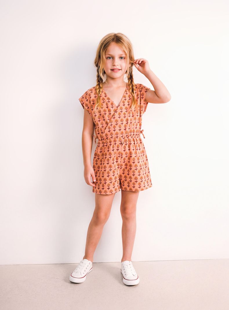 Enterito Cut Out en Costados con Espalda Cruzada y Estampado