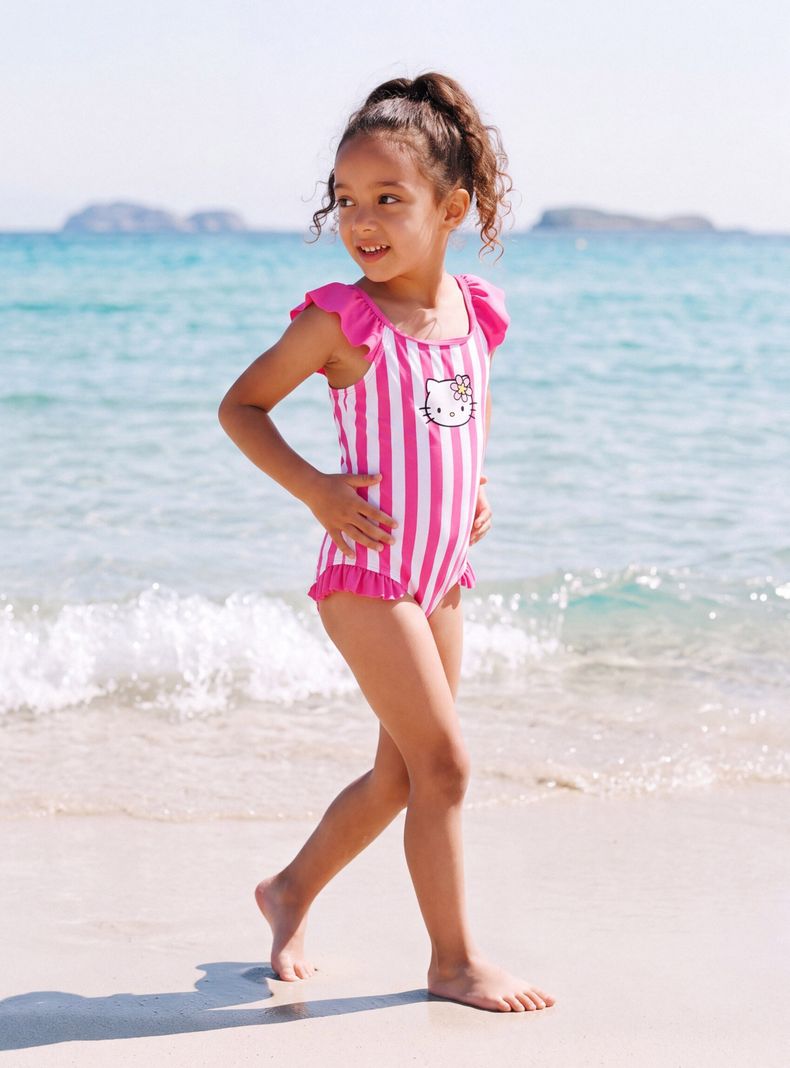 Traje de Baño Hello Kitty Rayas