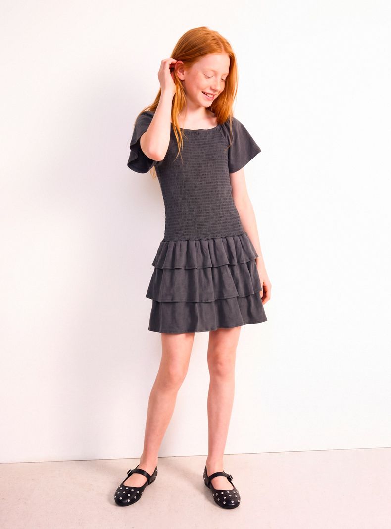 Vestido Cuello Bote Detalle Panal