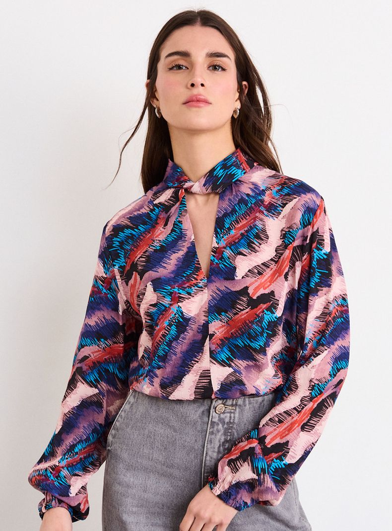 Blusa Fantasía Manga Larga Viscosa