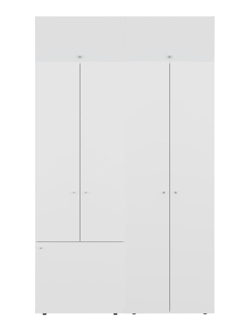 Combo Clóset 7 Puertas con Colgador + Módulo Superior 200x120x40.2 cm Blanco