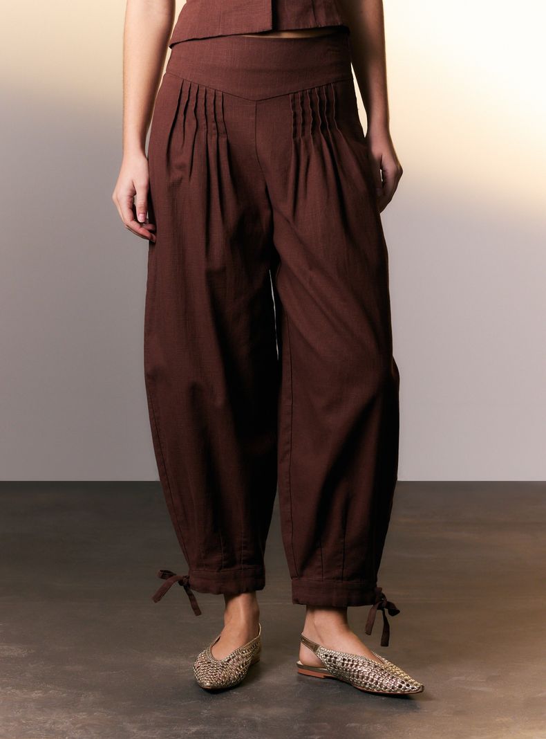 Pantalón Balloon con Lazo Look Lino Colaboración Viella
