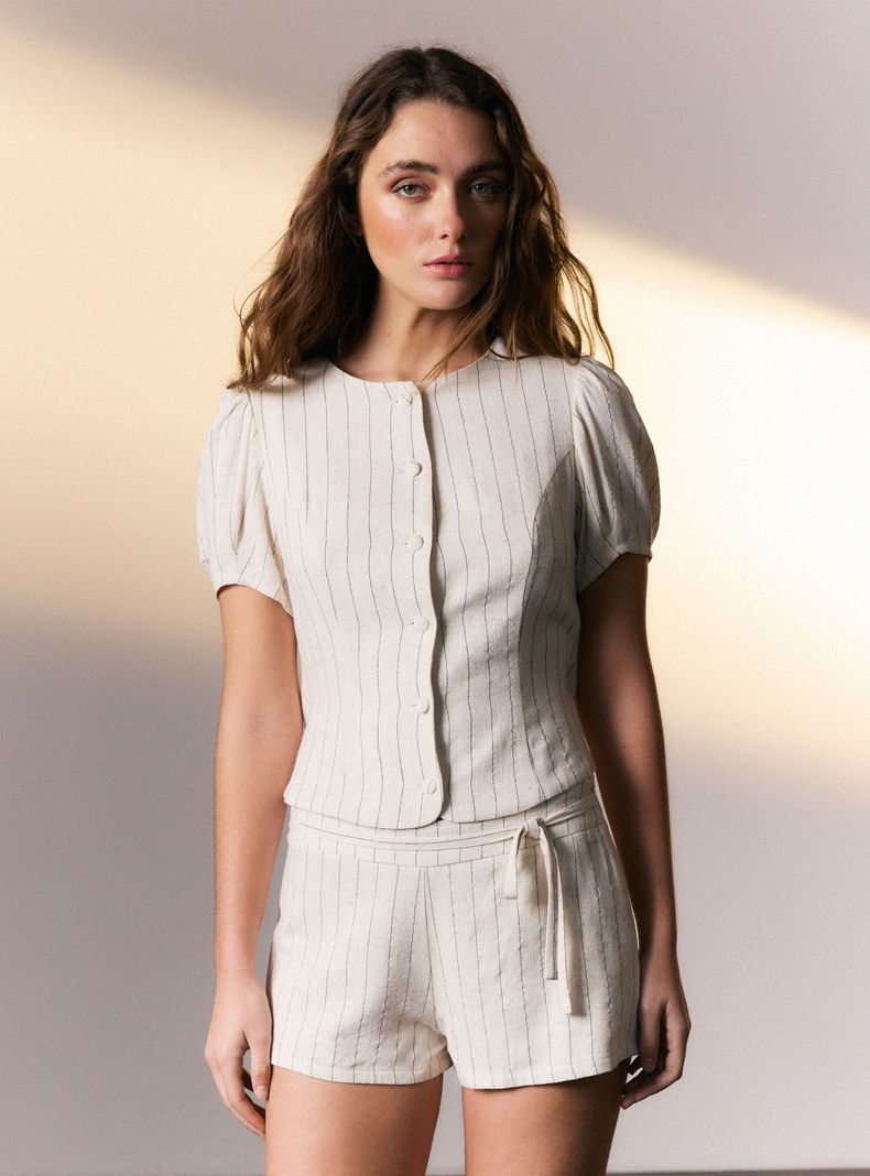Blusa Espalda Cruzada Look Lino Colaboración Viella