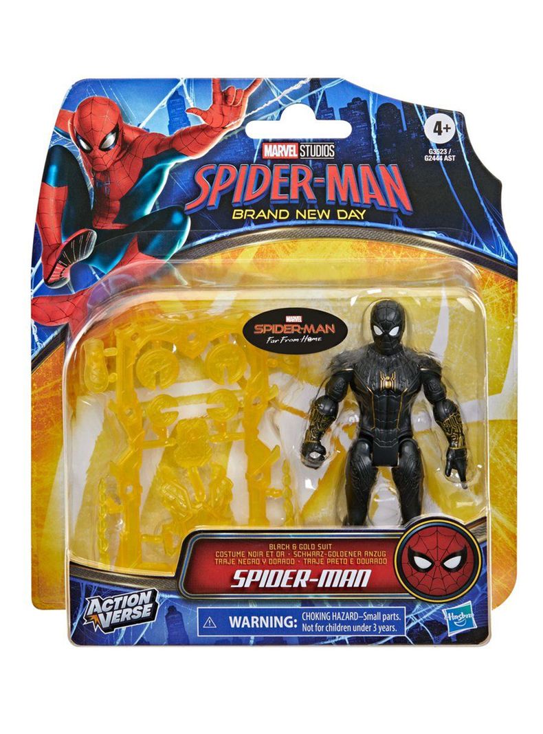 Figura de Acción Spiderman ActionVerse Traje Negro y Dorado