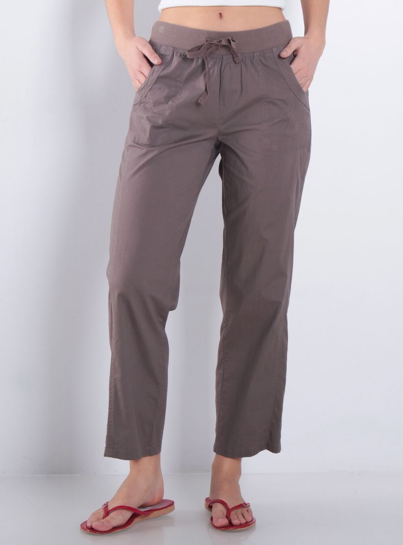 Pantalón Crop Recto Tiro Alto Pretina Elasticada con Lazo