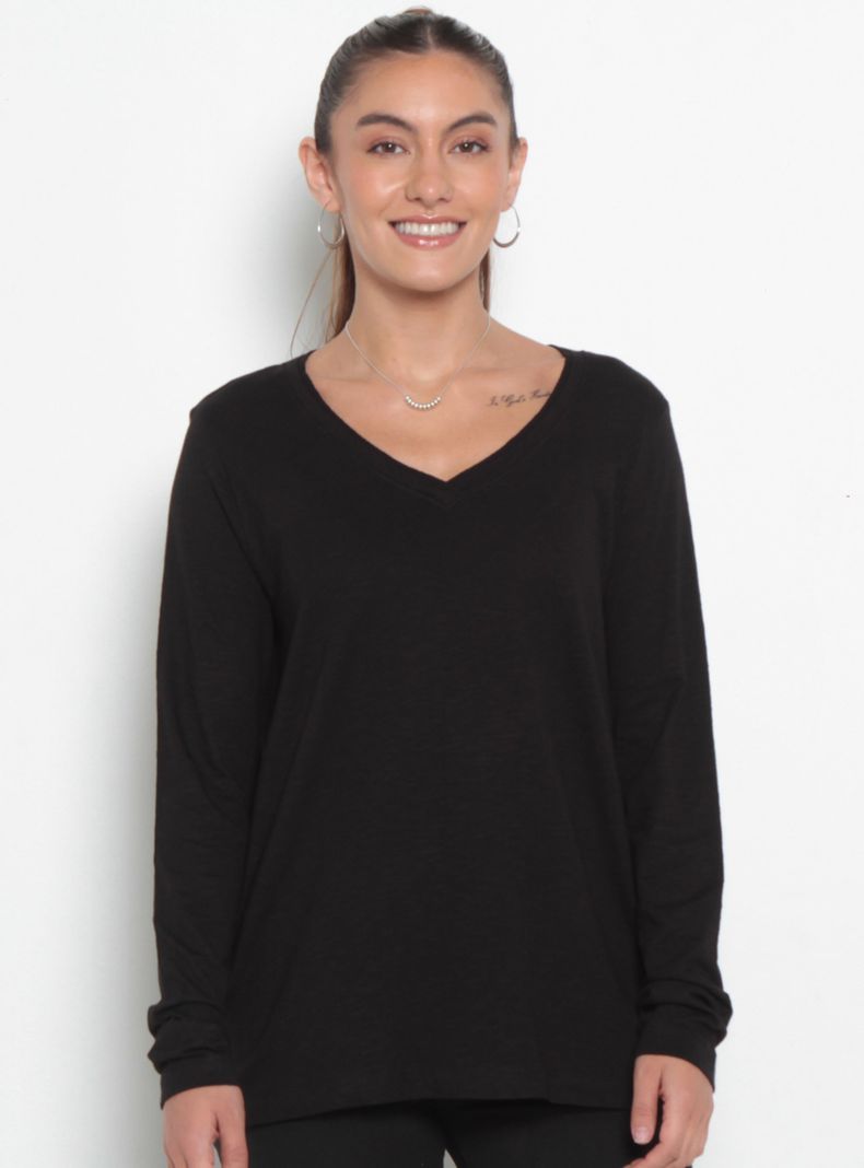 Polera Manga Larga Escote V