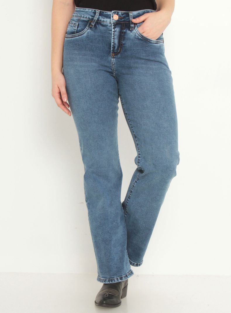 Jeans Básico Recto Tiro Alto Pretina Botón 3196
