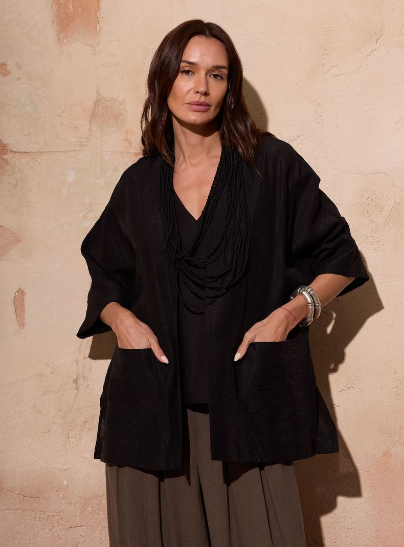Blusa Tipo Tapado con Lino