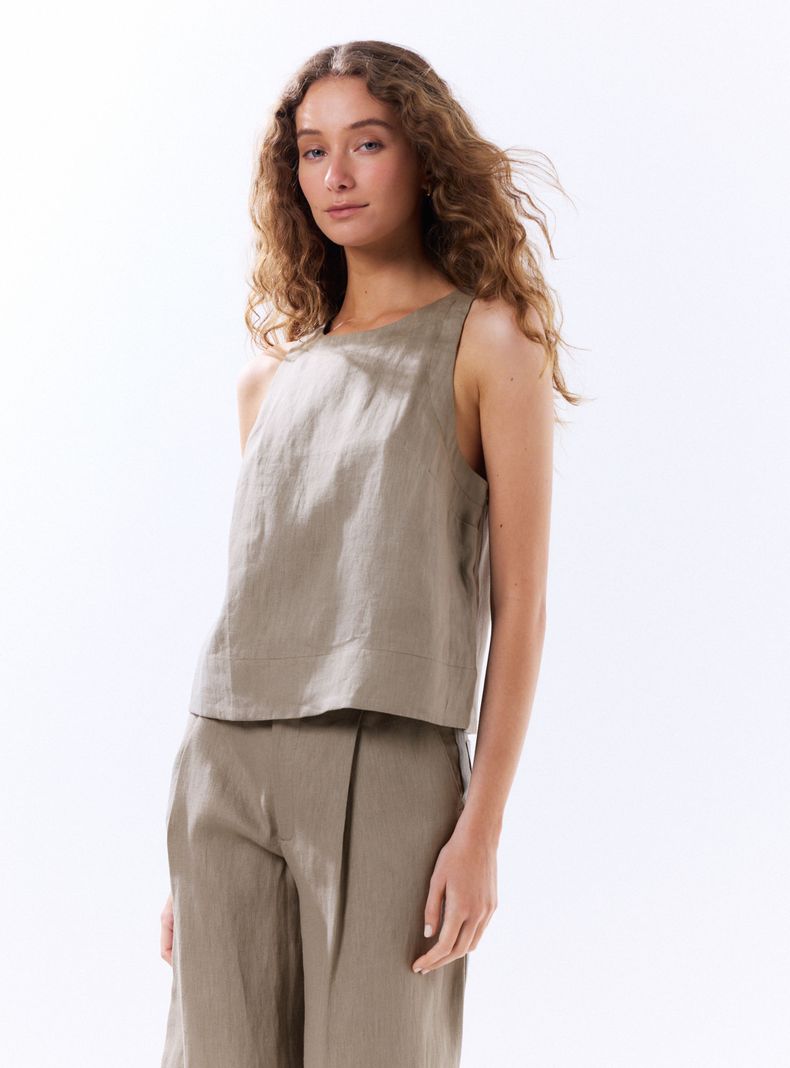 Blusa Cuello Redondo Lino