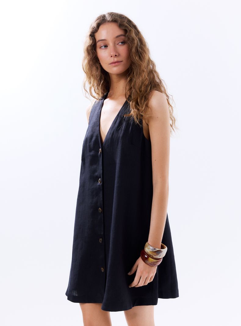 Vestido Lino con Forro de Algodón