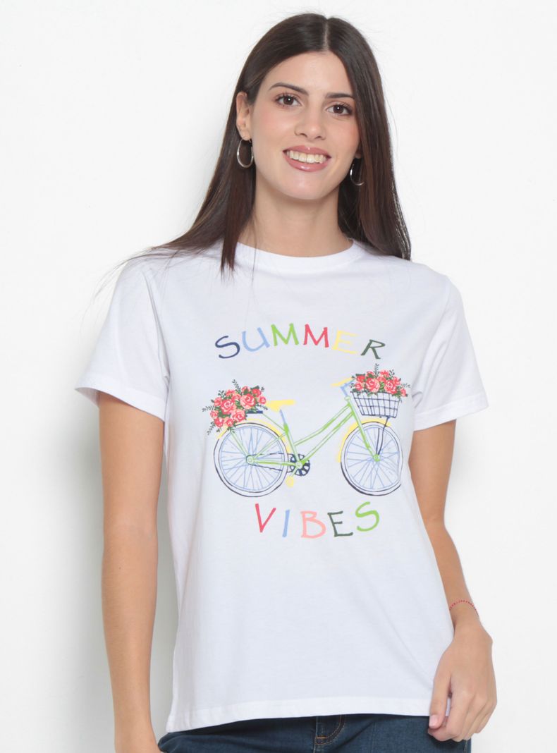 Polera Manga Corta Estampado Algodón
