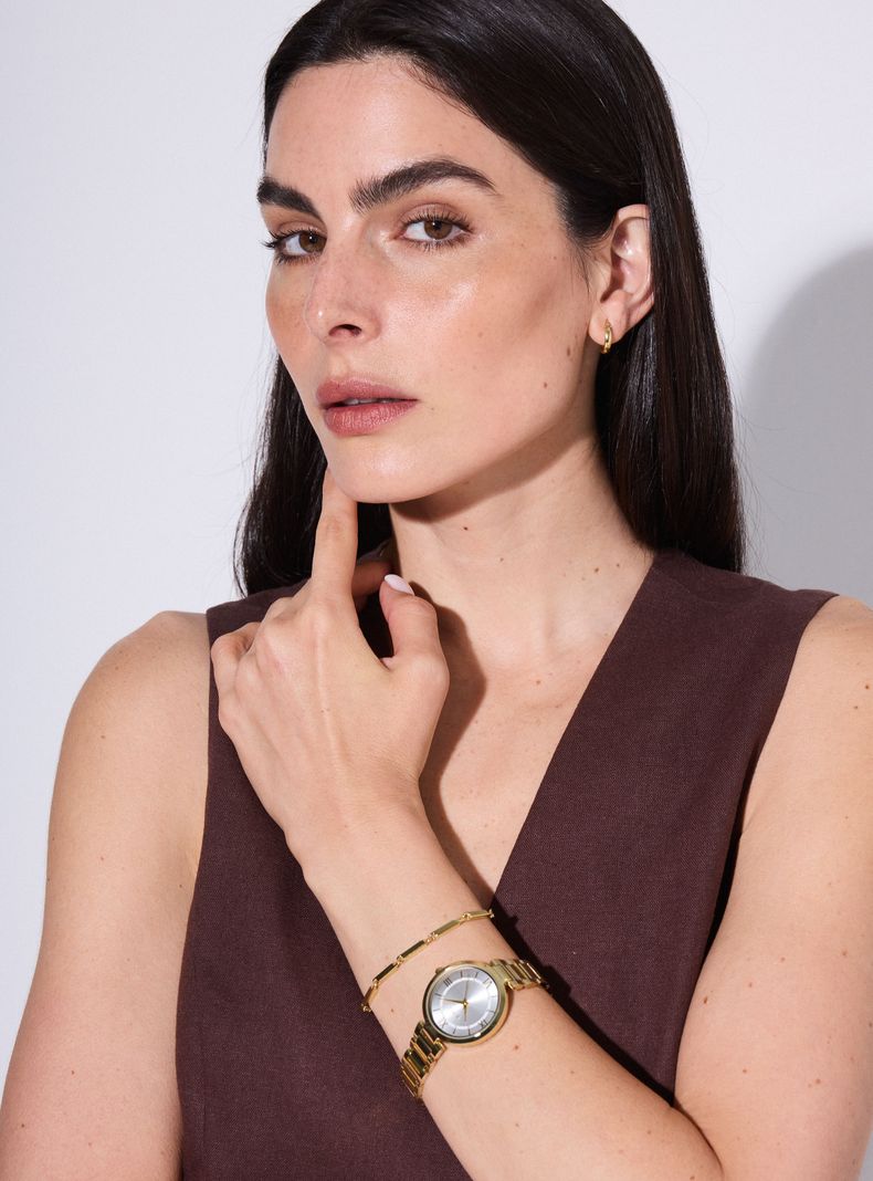 Pack Reloj Análogo Gold Mujer + Pulsera