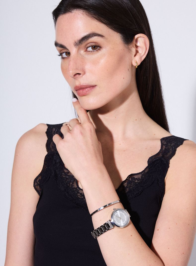 Pack Reloj Análogo Silver Mujer + Pulsera