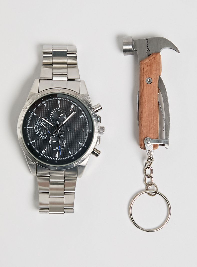 Pack Reloj Análogo Silver Hombre + Multiherramienta