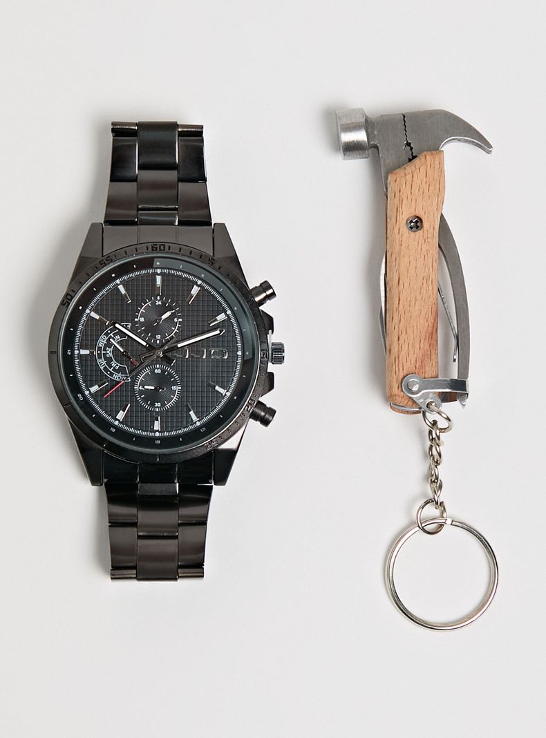 Pack Reloj Análogo Black Hombre + Multiherramienta
