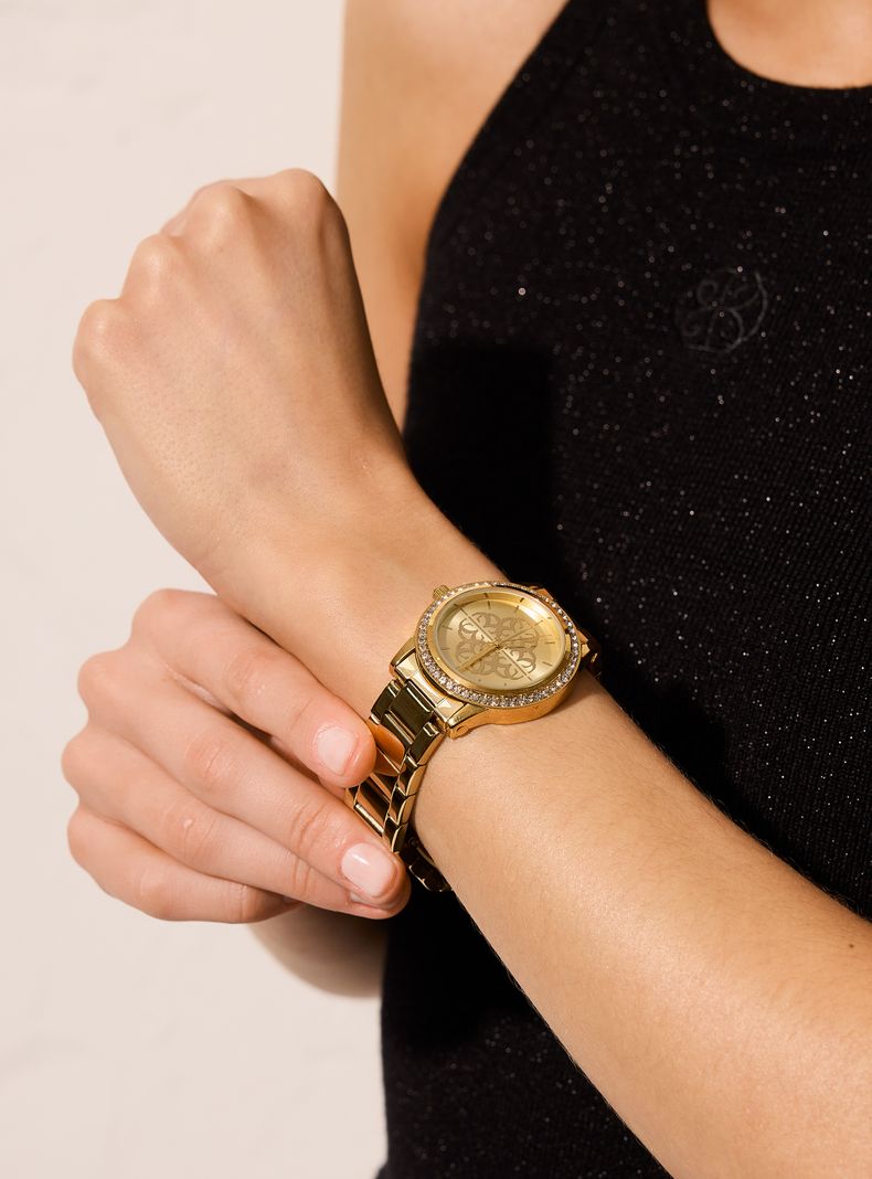 Reloj Análogo Dorado Metal con Brillos Mujer