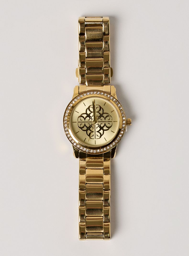 Reloj Análogo Dorado Metal con Brillos Mujer