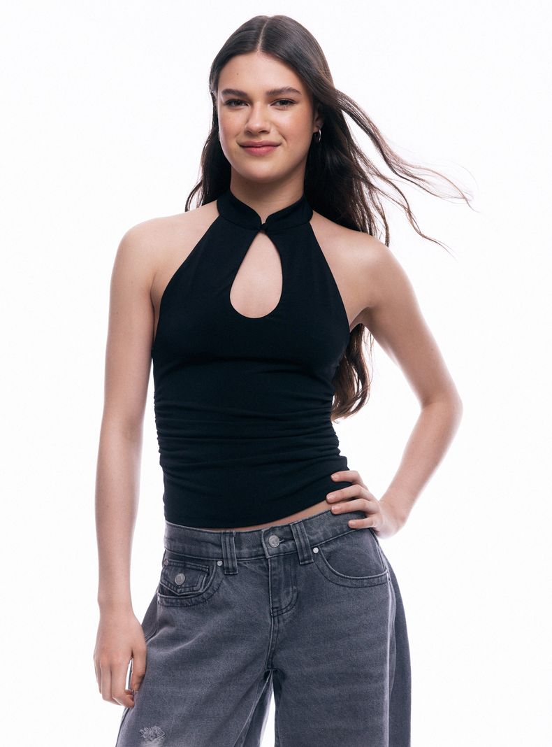 Polera Halter sin Manga Escote Gota