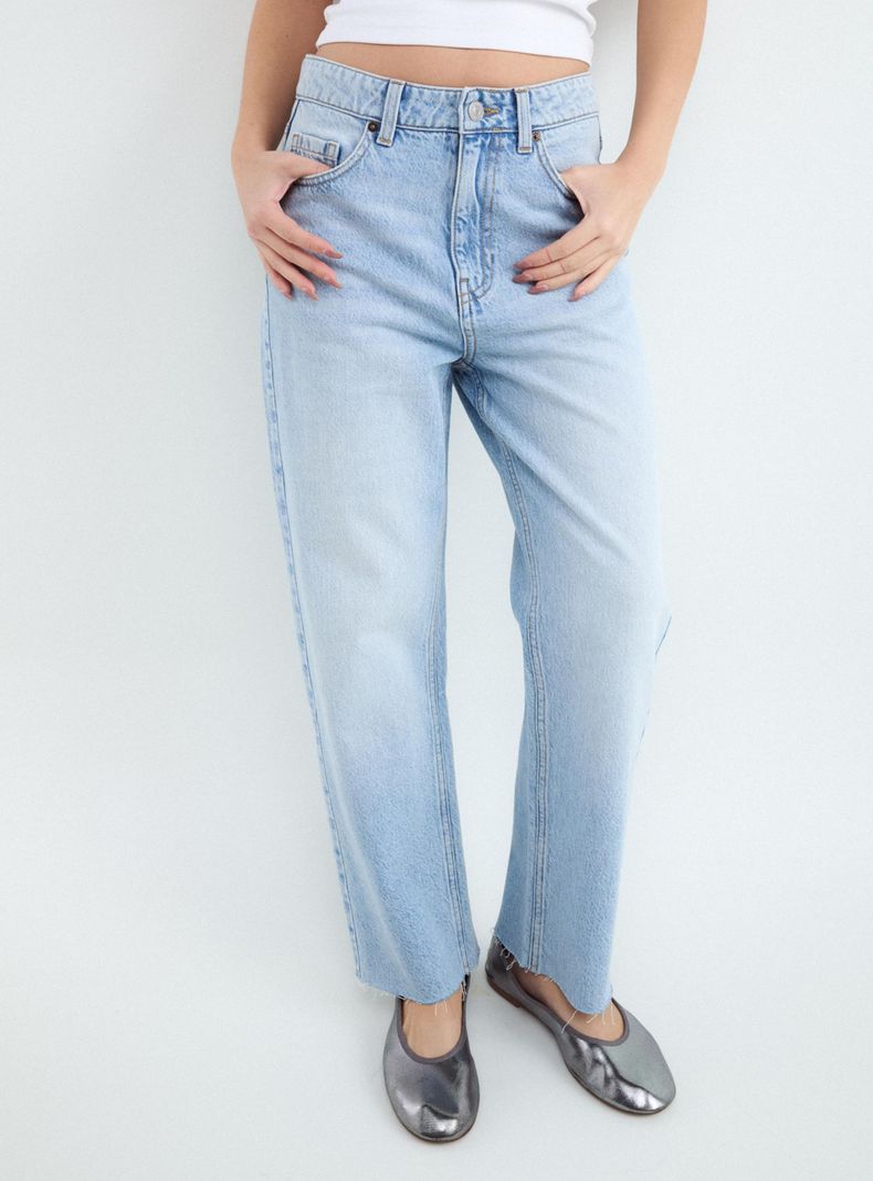 Jeans Denim Straight Crop