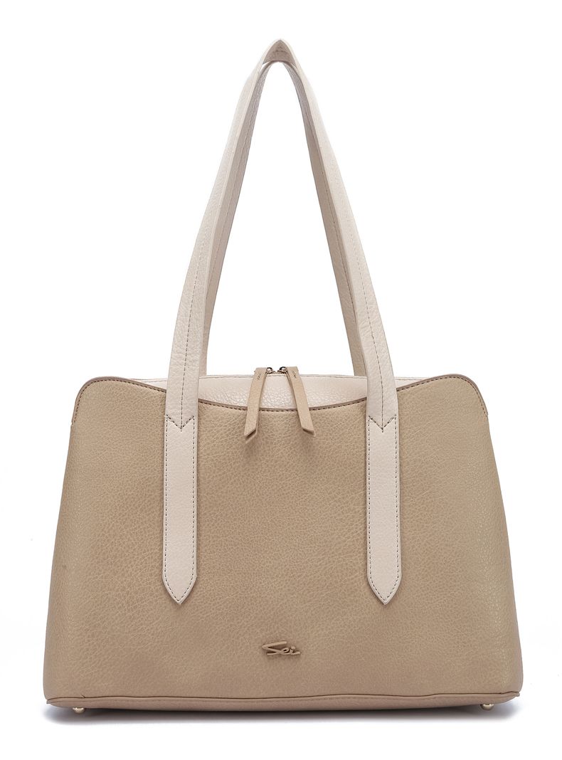 Cartera de Hombro Bicolor Poinsettia Beige