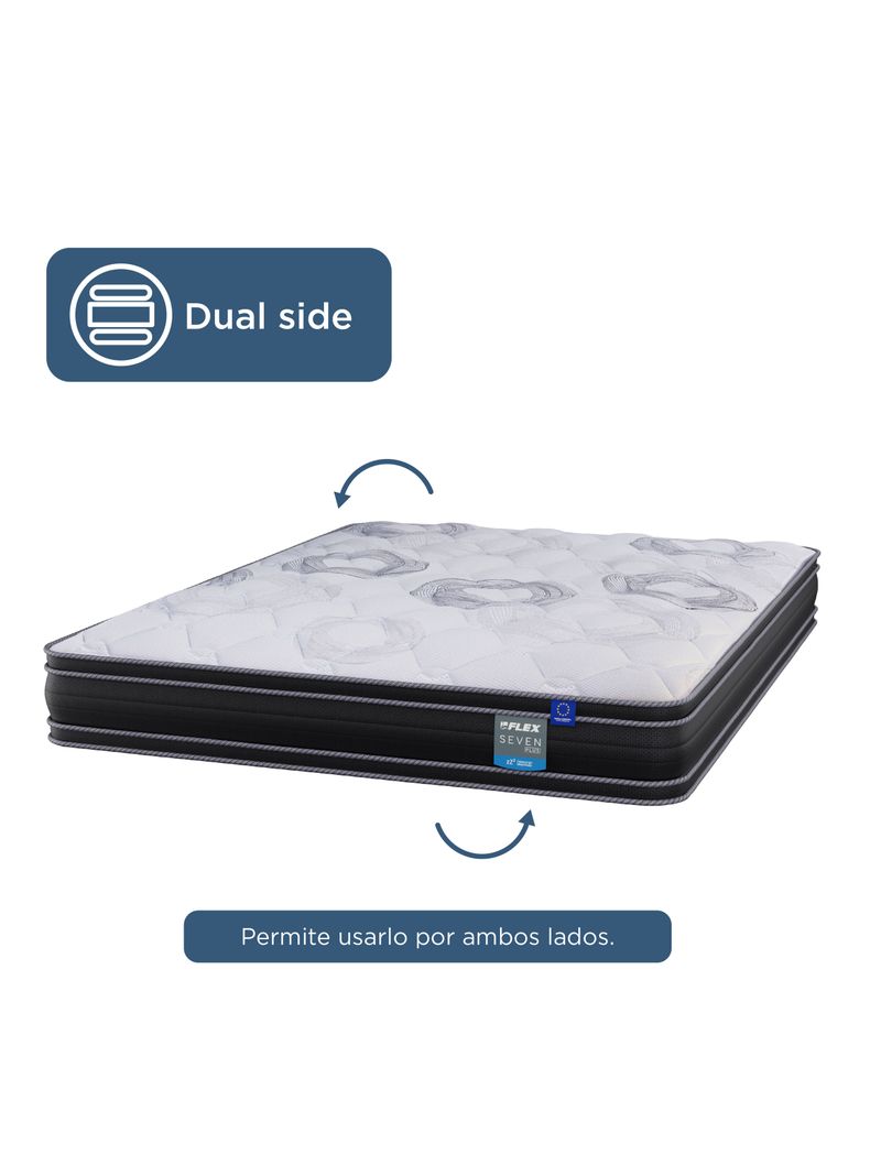 Cama Baúl Seven Plus 2 Plazas + Respaldo Royal Negro + Velador Rock -4