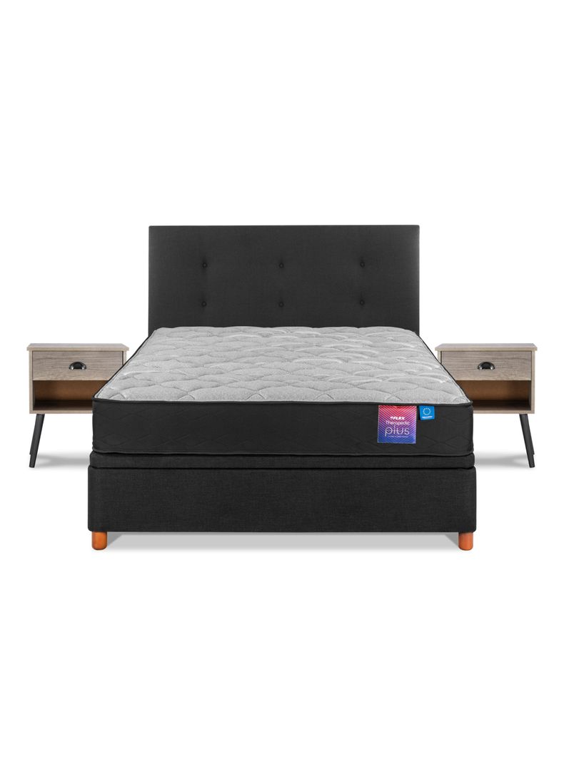 Cama Baúl Therapedic Plus 2 Plazas Respaldo + Velador Rock-2