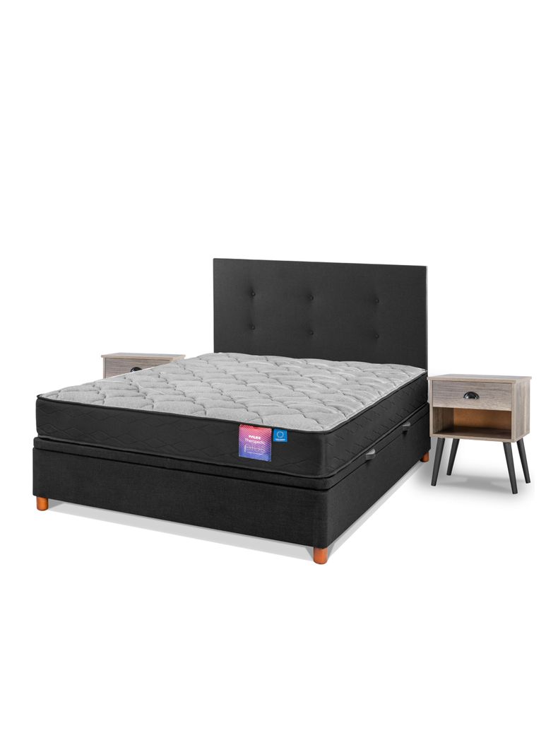 Cama Baúl Therapedic Plus 2 Plazas Respaldo + Velador Rock-0
