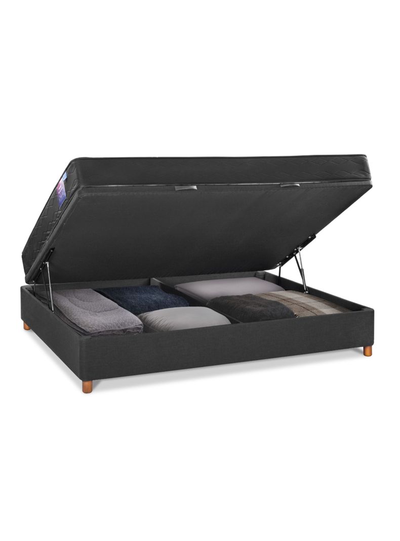 Cama Baúl Therapedic Plus 2 Plazas Respaldo + Velador Rock-1