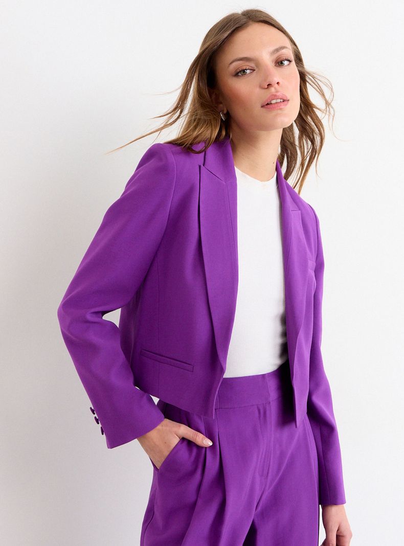 Blazer Liso Cuello V Regular Color