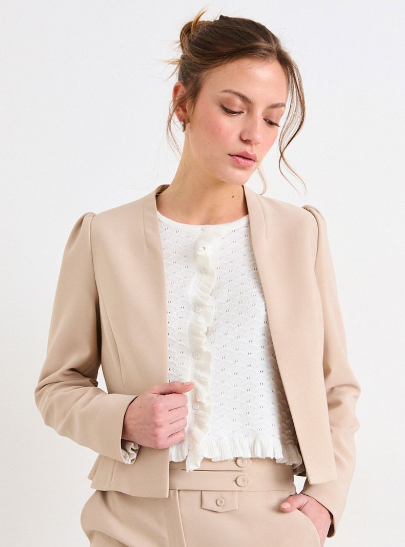 Blazer Liso Detalle Hombros
