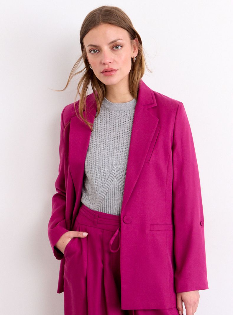 Blazer Liso Largo un Botón