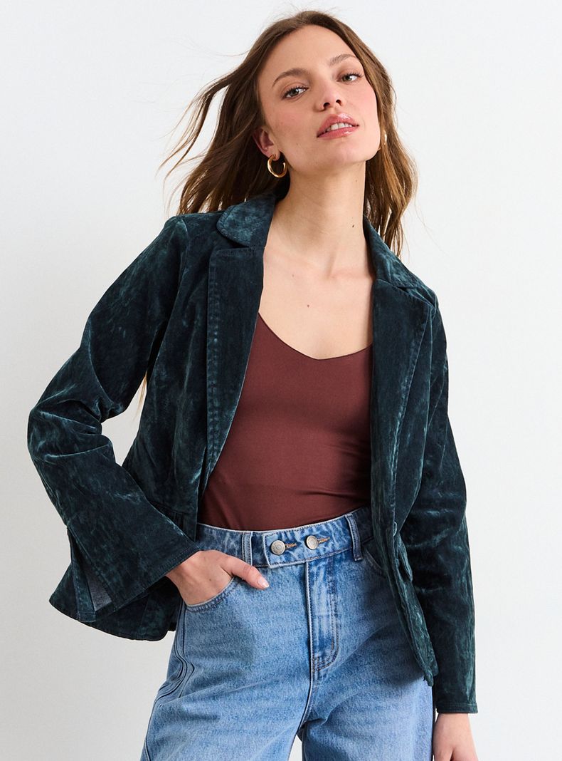 Blazer Mezclilla Botón