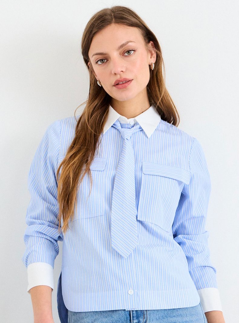 Blusa Fantasía con Botón Rayas