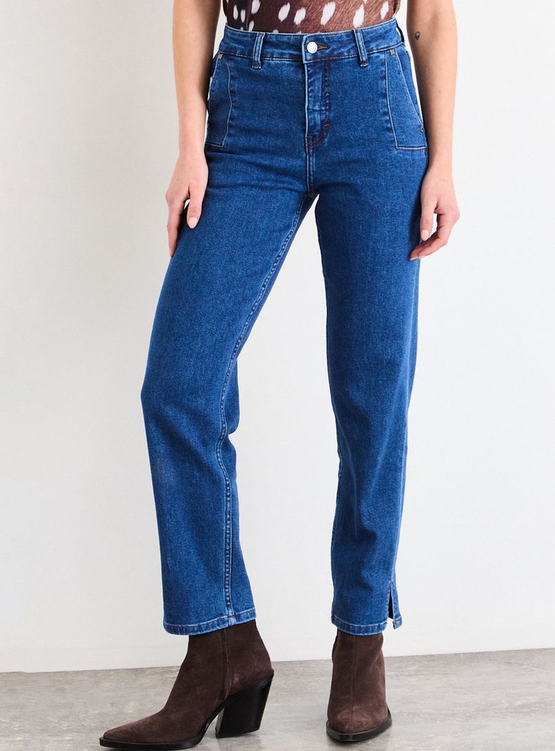Jeans Liso Straight Fit Medio