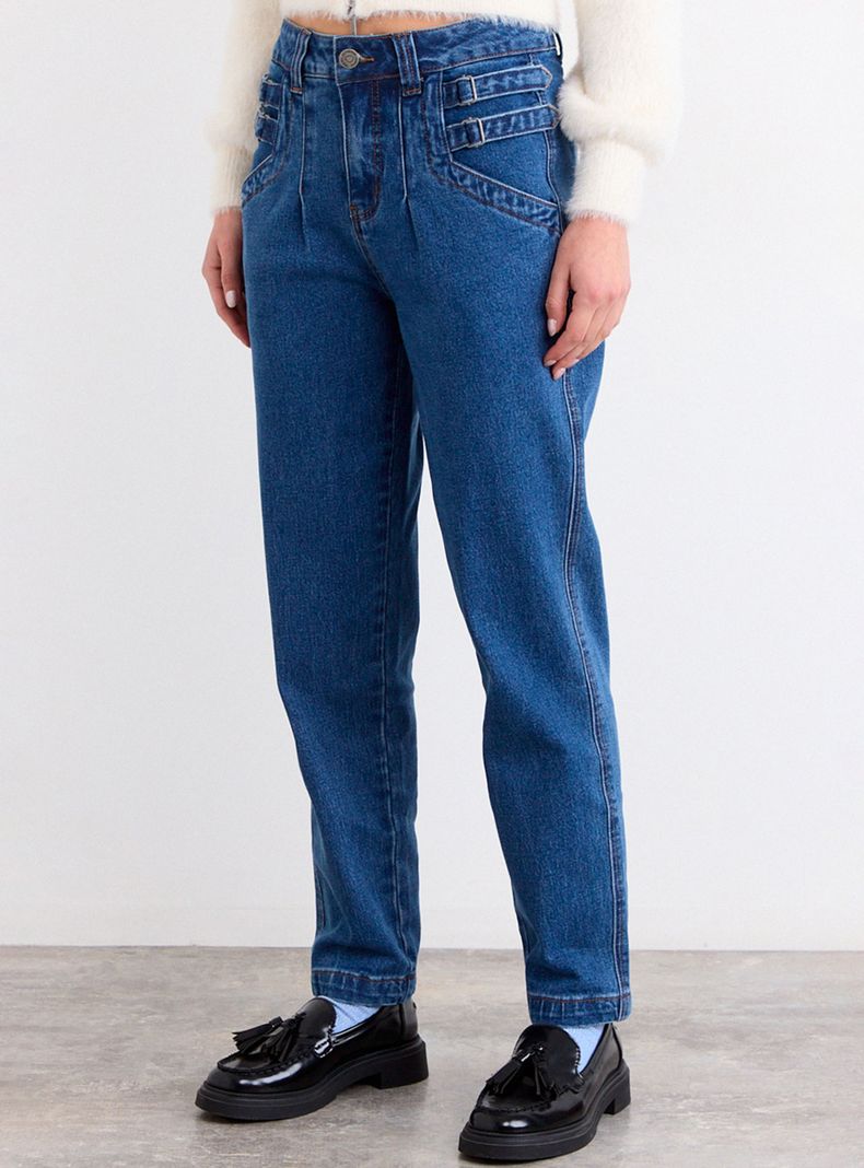 Jeans Liso Mom Fit Medio