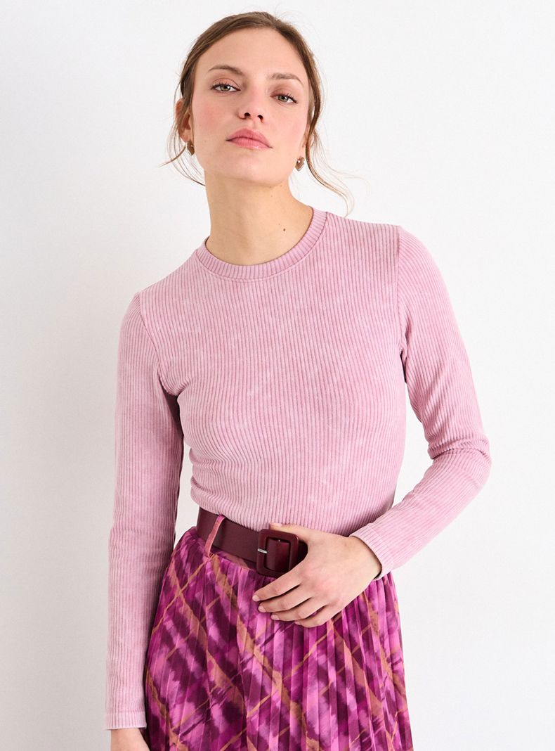 Polera Lisa Regular Cuello Redondo Manga Larga