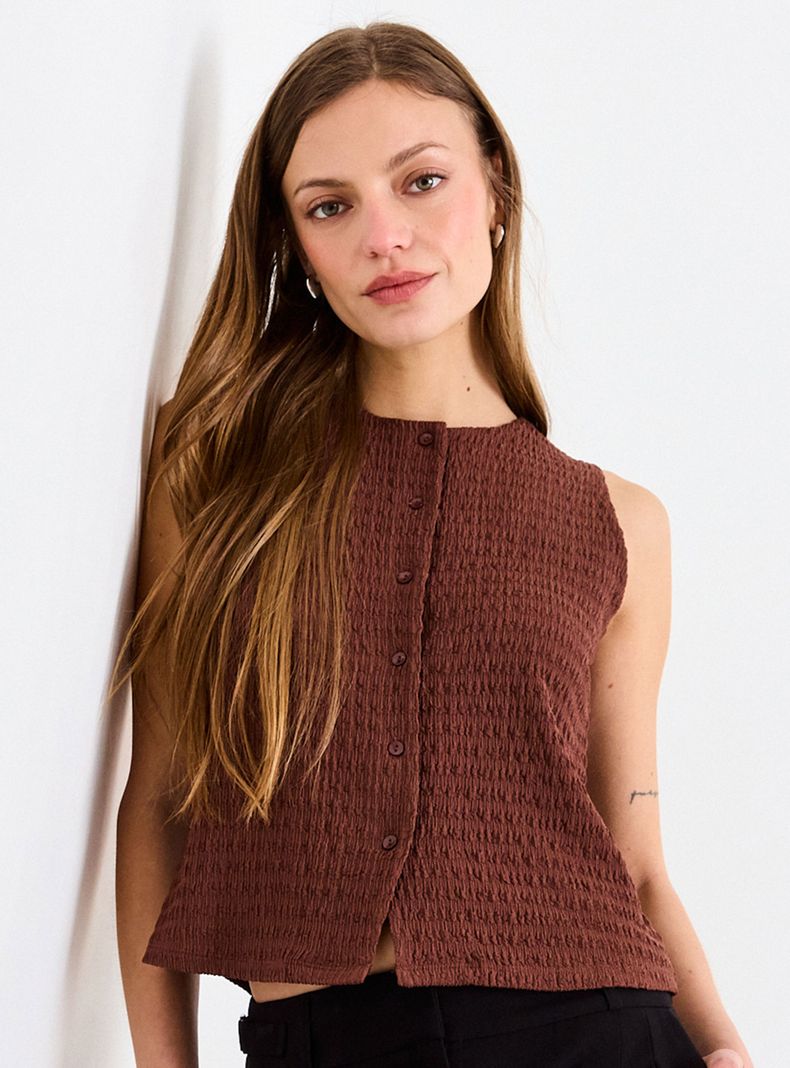 Polera Lisa Regular Botones