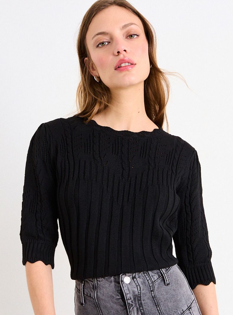 Sweater Liso Manga Tres Cuartos