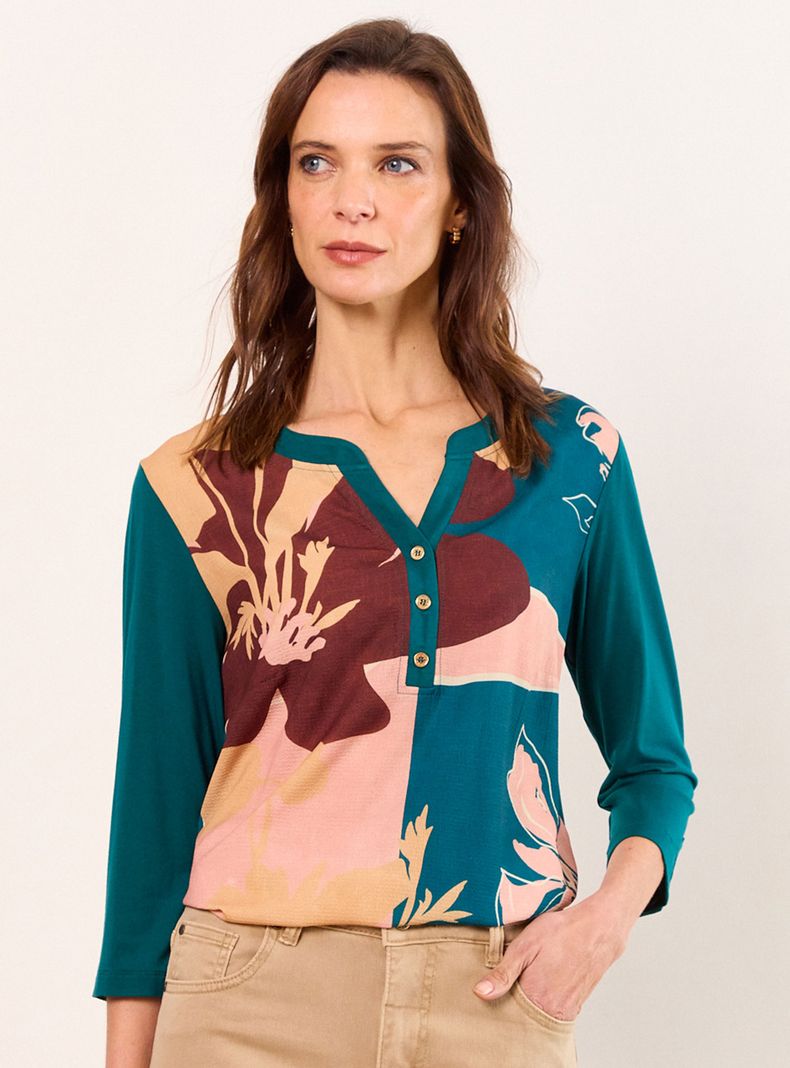 Polera Doble Tela Estampada
