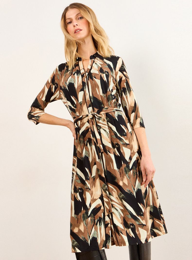 Vestido Camisero Estampado Midi