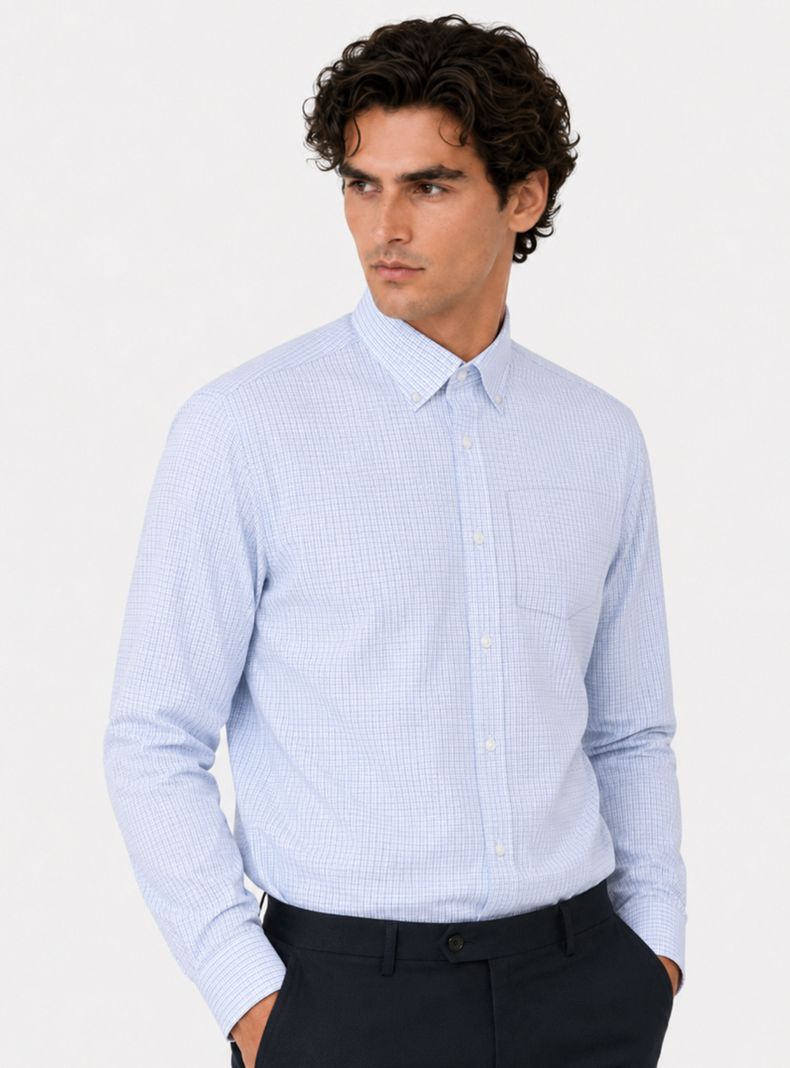 Camisa Formal Color Manga Larga Bolsillo