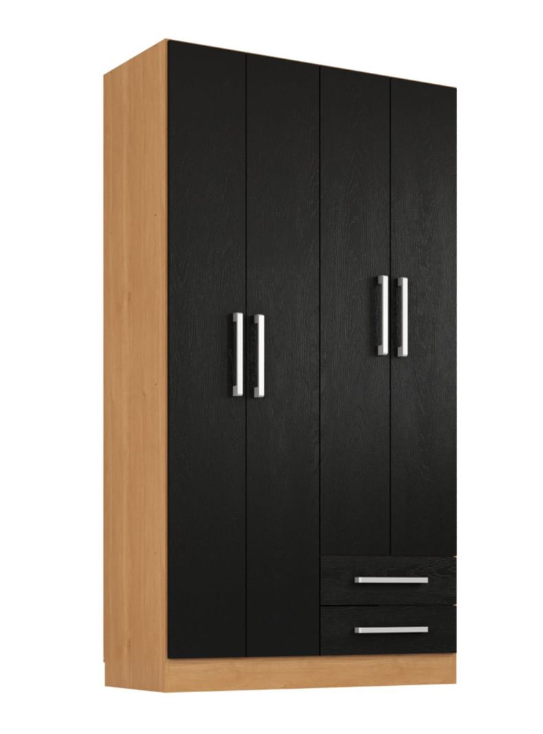 Clóset Ropero 4 Puertas 2 Cajones Canela Negro 174.3x90.4x37.8 cm MDP