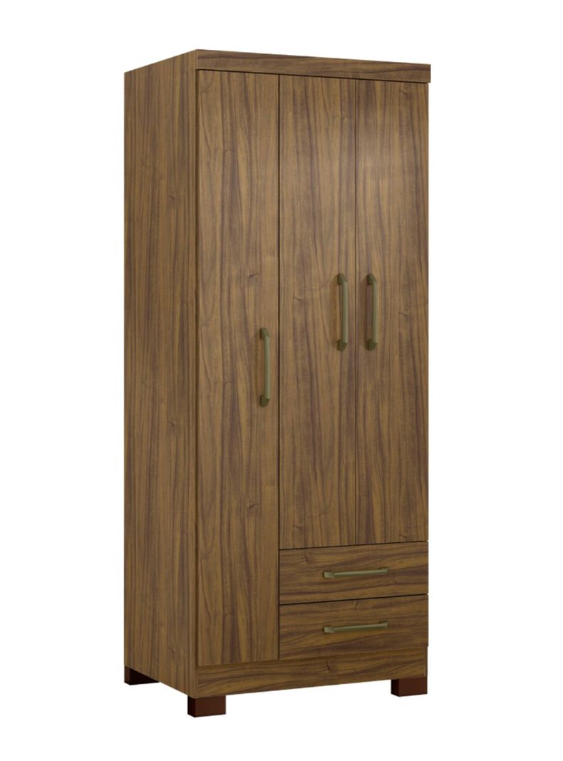 Clóset Ropero Francia Canela 3 Puertas 2 Cajones MDP 187.4x83.2x47.3 cm