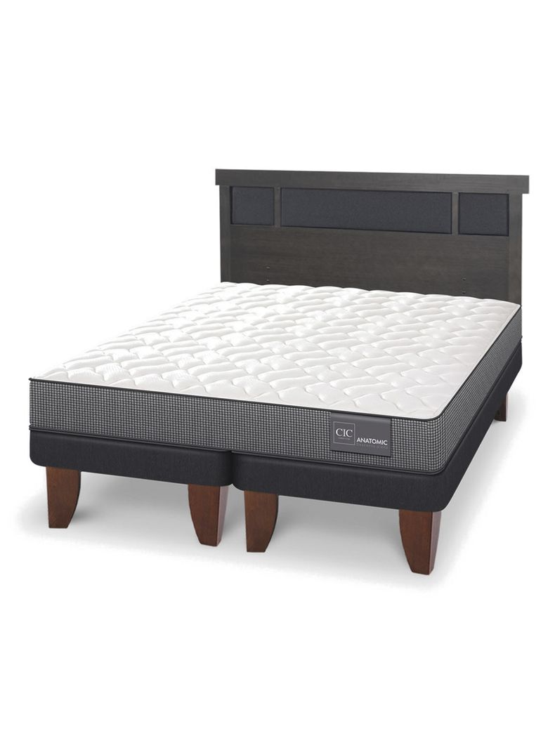 Cama Europea Anatomic Base Dividida 2 Plazas + Respaldo Dublin Gris