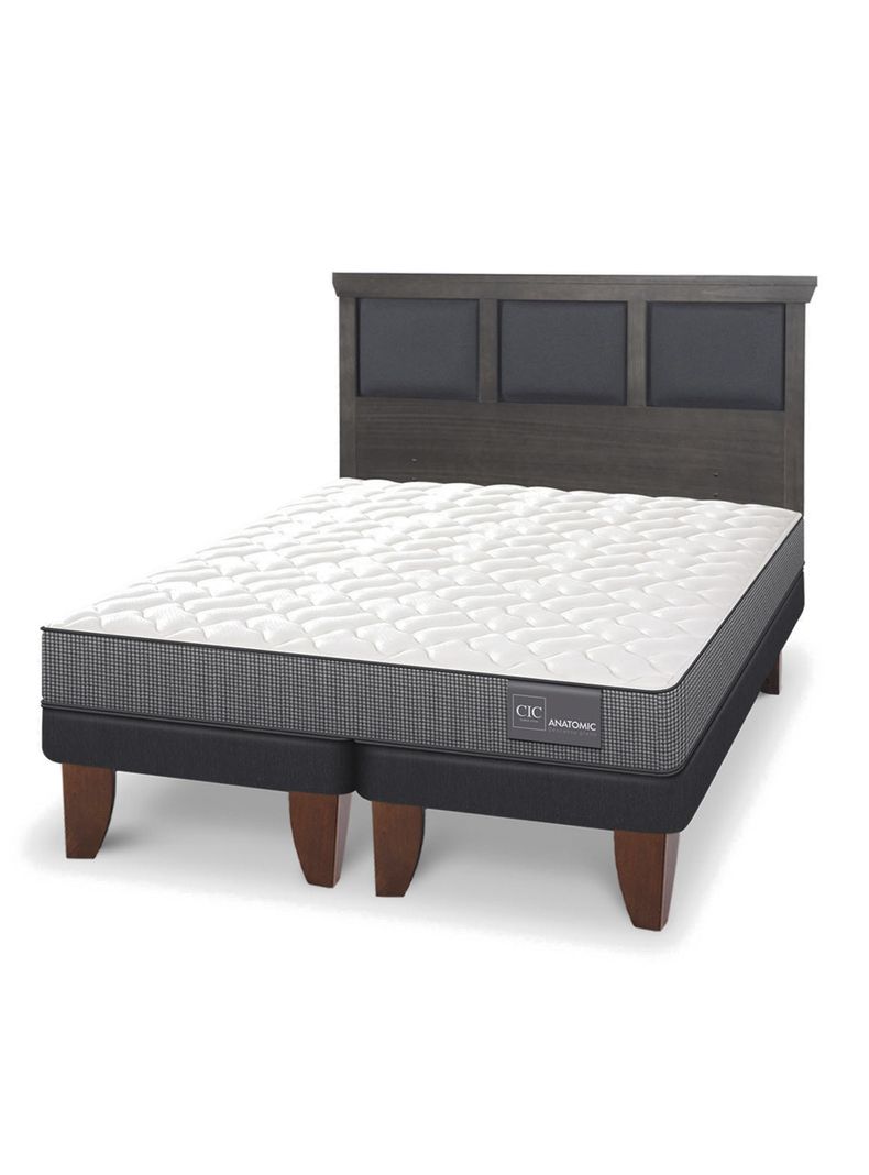 Cama Europea Anatomic King + Respaldo Torino gris